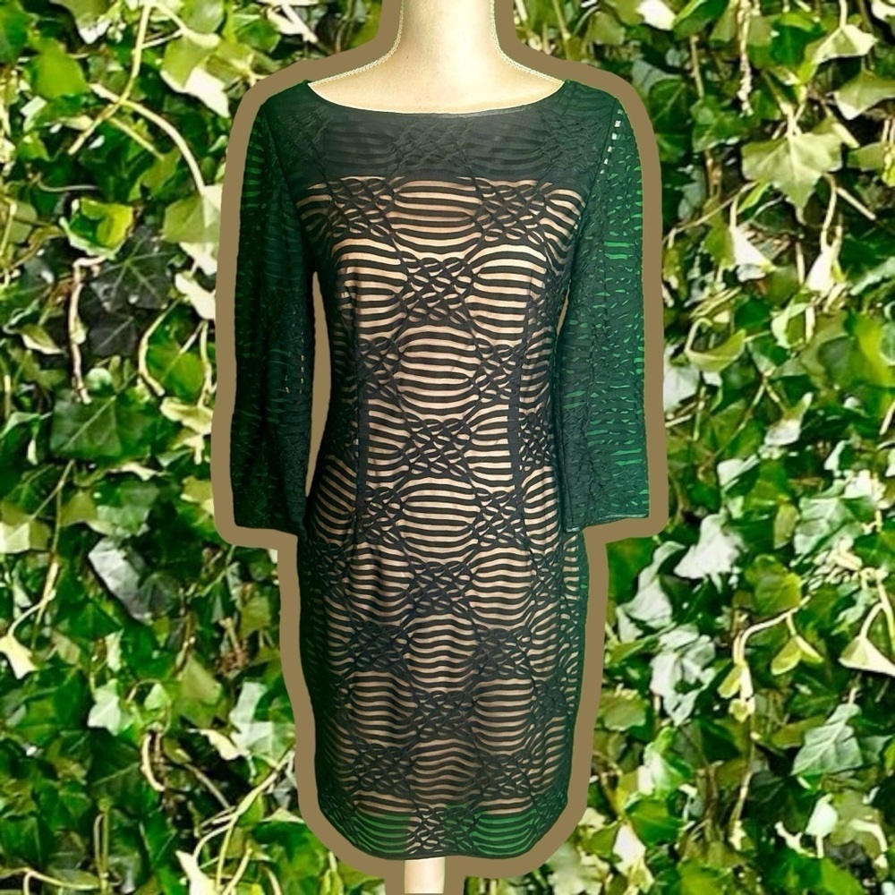 Catherine Malandrino Black Braided Ribbon 3/4 Sleeve Sheath Dress in “Noir” Sz 6